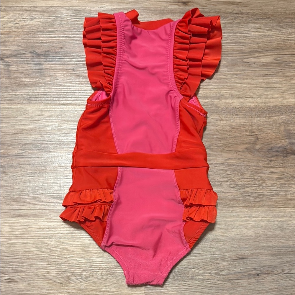 Mia Joy Kids Zipper Swim One Piece - Red and Pink Ruffle Details - Picture 7 of 9